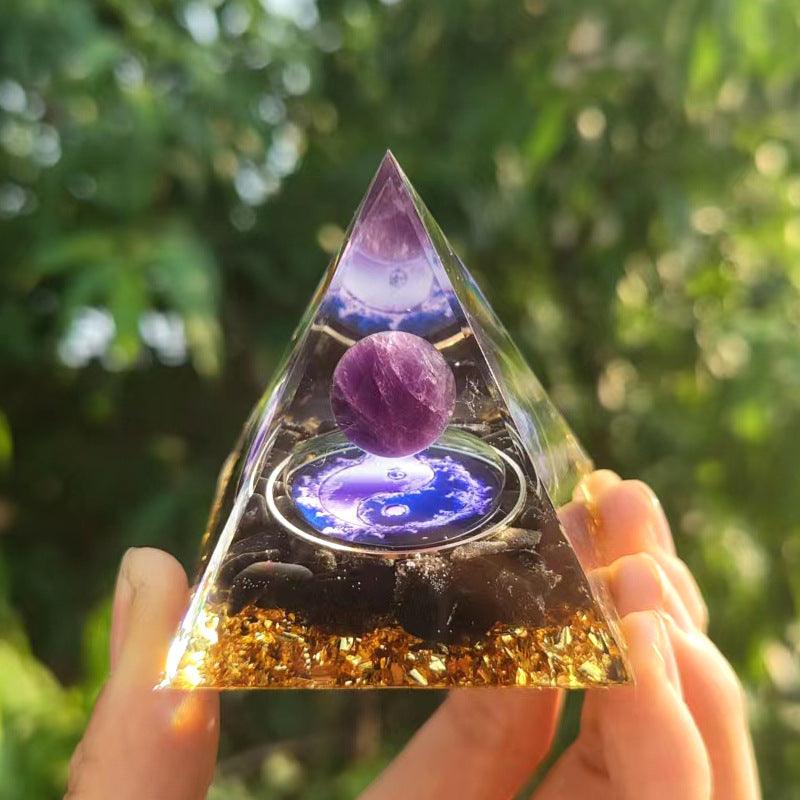 2.4&quot; Orgone Pyramid Healing Crystals Stones, 7 Chakra Energy Tower, Reiki, Orgonite Gemstones, Energy Balancing, Meditation, Lucky Desk Decor - KarmaLucky