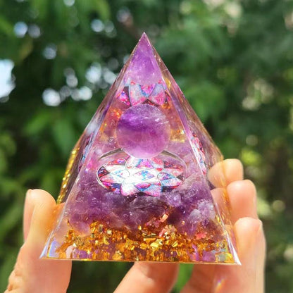 2.4&quot; Orgone Pyramid Healing Crystals Stones, 7 Chakra Energy Tower, Reiki, Orgonite Gemstones, Energy Balancing, Meditation, Lucky Desk Decor - KarmaLucky