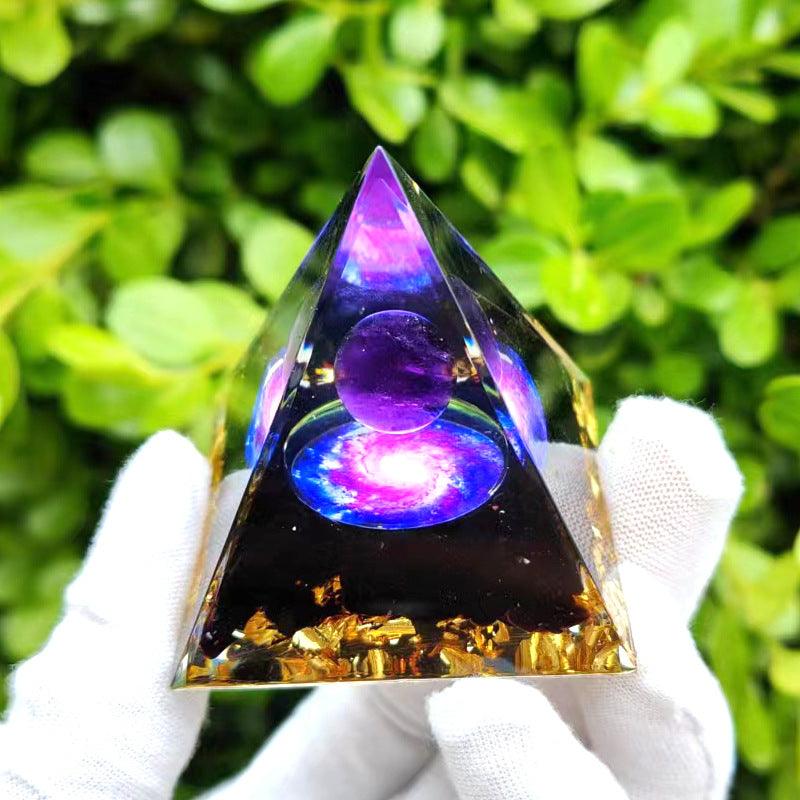 2.4&quot; Orgone Pyramid Healing Crystals Stones, 7 Chakra Energy Tower, Reiki, Orgonite Gemstones, Energy Balancing, Meditation, Lucky Desk Decor - KarmaLucky