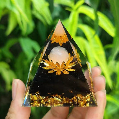 2.4&quot; Orgone Pyramid Healing Crystals Stones, 7 Chakra Energy Tower, Reiki, Orgonite Gemstones, Energy Balancing, Meditation, Lucky Desk Decor - KarmaLucky