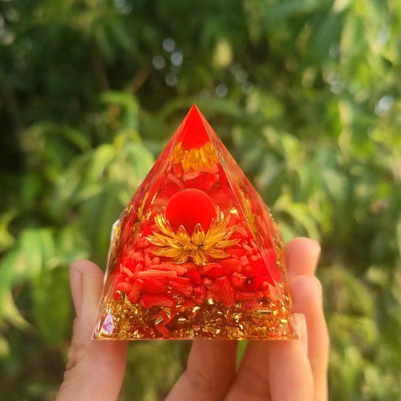 2.4&quot; Orgone Pyramid Healing Crystals Stones, 7 Chakra Energy Tower, Reiki, Orgonite Gemstones, Energy Balancing, Meditation, Lucky Desk Decor - KarmaLucky