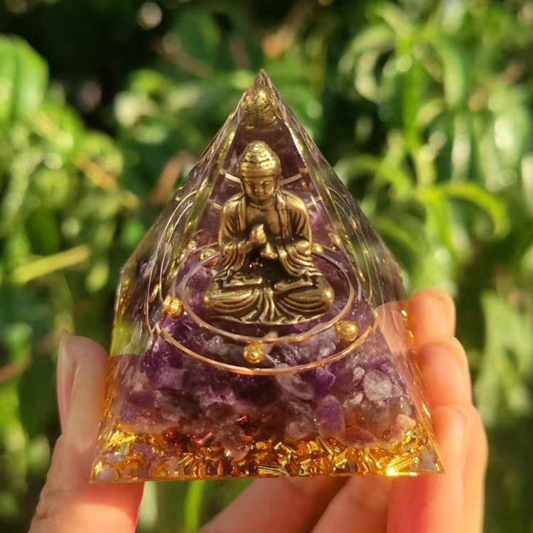 2.4&quot; Orgone Pyramid Healing Crystals Stones, 7 Chakra Energy Tower, Reiki, Orgonite Gemstones, Energy Balancing, Meditation, Lucky Desk Decor - KarmaLucky