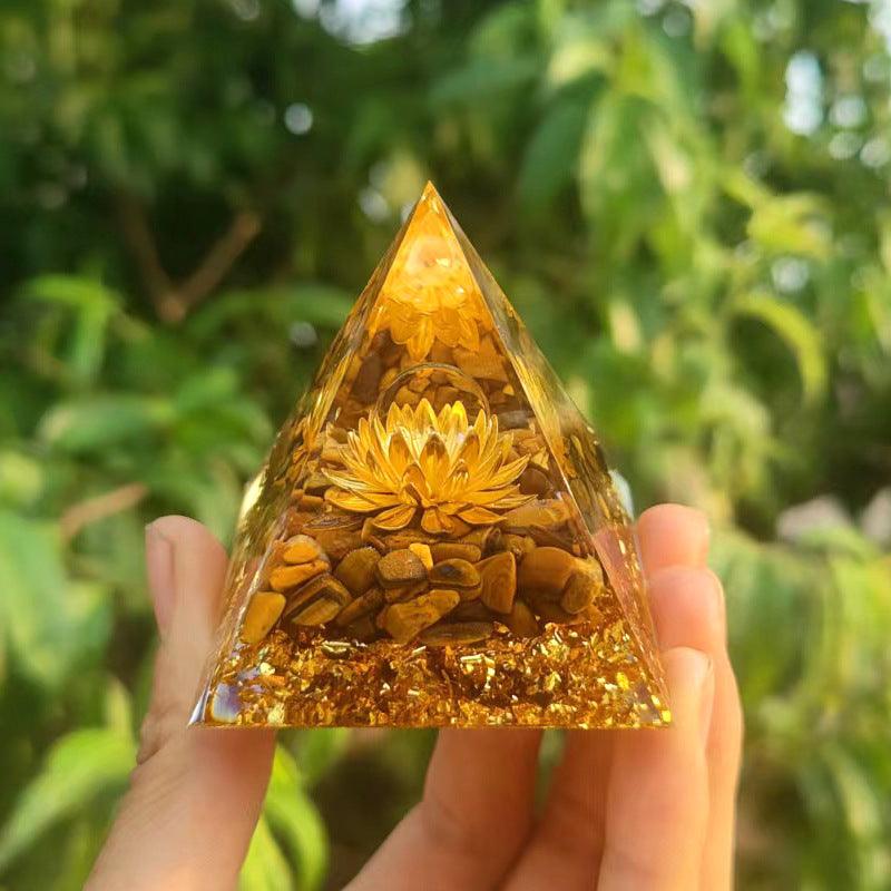 2.4&quot; Orgone Pyramid Healing Crystals Stones, 7 Chakra Energy Tower, Reiki, Orgonite Gemstones, Energy Balancing, Meditation, Lucky Desk Decor - KarmaLucky