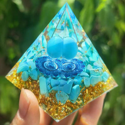 2.4&quot; Orgone Pyramid Healing Crystals Stones, 7 Chakra Energy Tower, Reiki, Orgonite Gemstones, Energy Balancing, Meditation, Lucky Desk Decor - KarmaLucky