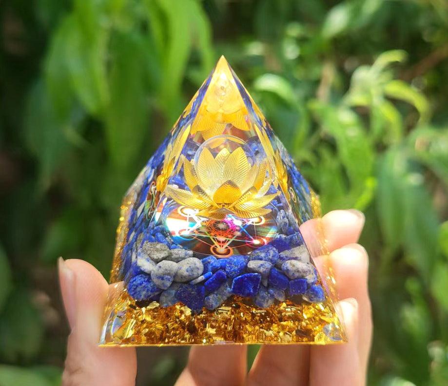 2.4&quot; Orgone Pyramid Healing Crystals Stones, 7 Chakra Energy Tower, Reiki, Orgonite Gemstones, Energy Balancing, Meditation, Lucky Desk Decor - KarmaLucky