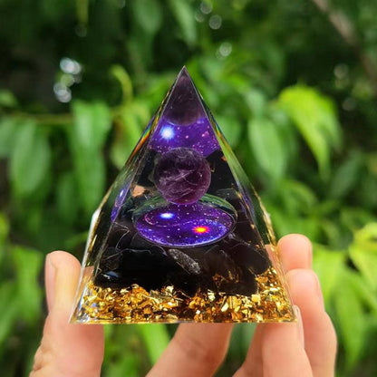 2.4&quot; Orgone Pyramid Healing Crystals Stones, 7 Chakra Energy Tower, Reiki, Orgonite Gemstones, Energy Balancing, Meditation, Lucky Desk Decor - KarmaLucky