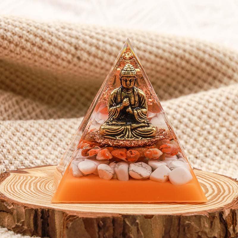 2.4&quot; Orgone Pyramid Healing Crystals Stones, 7 Chakra Energy Tower, Reiki, Orgonite Gemstones, Energy Balancing, Meditation, Lucky Desk Decor - KarmaLucky