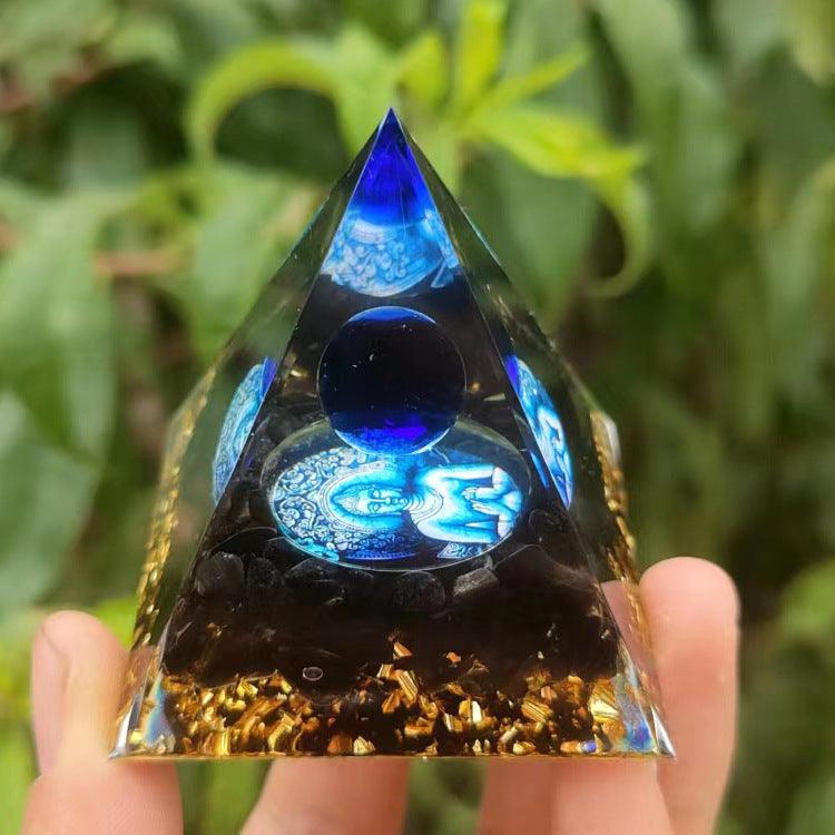 2.4&quot; Orgone Pyramid Healing Crystals Stones, 7 Chakra Energy Tower, Reiki, Orgonite Gemstones, Energy Balancing, Meditation, Lucky Desk Decor - KarmaLucky