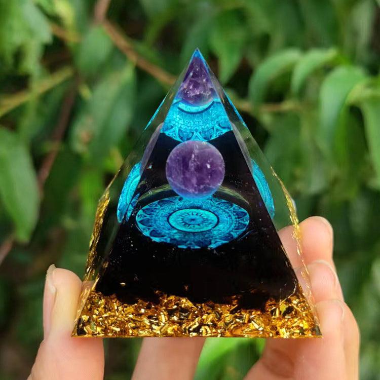 2.4&quot; Orgone Pyramid Healing Crystals Stones, 7 Chakra Energy Tower, Reiki, Orgonite Gemstones, Energy Balancing, Meditation, Lucky Desk Decor - KarmaLucky