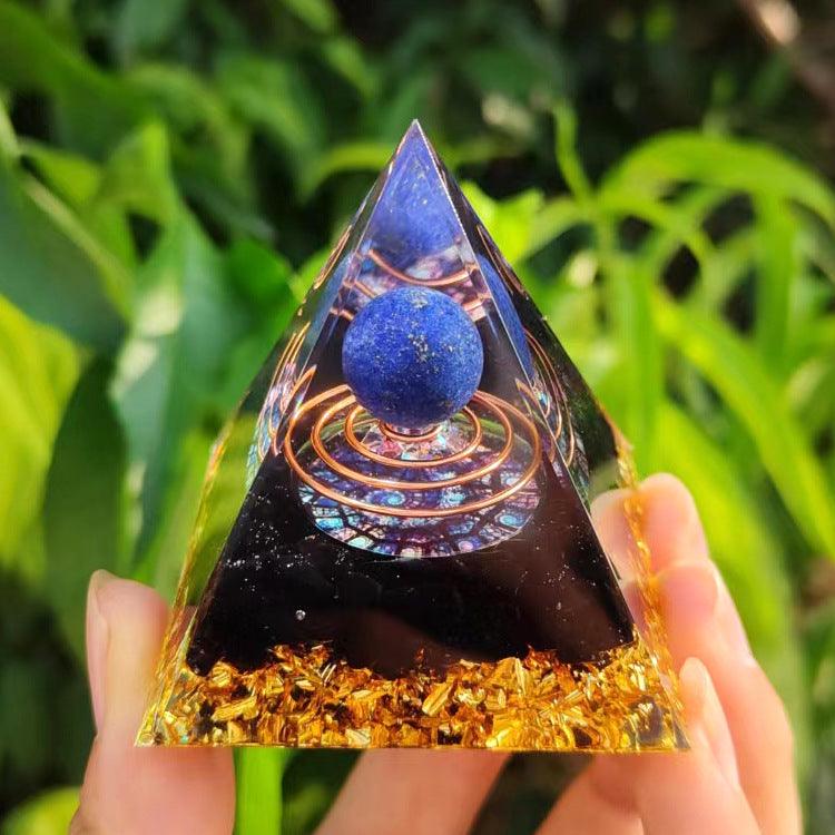 2.4&quot; Orgone Pyramid Healing Crystals Stones, 7 Chakra Energy Tower, Reiki, Orgonite Gemstones, Energy Balancing, Meditation, Lucky Desk Decor - KarmaLucky