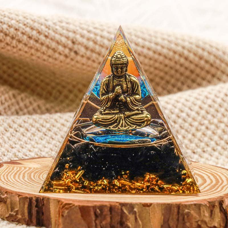 2.4&quot; Orgone Pyramid Healing Crystals Stones, 7 Chakra Energy Tower, Reiki, Orgonite Gemstones, Energy Balancing, Meditation, Lucky Desk Decor - KarmaLucky