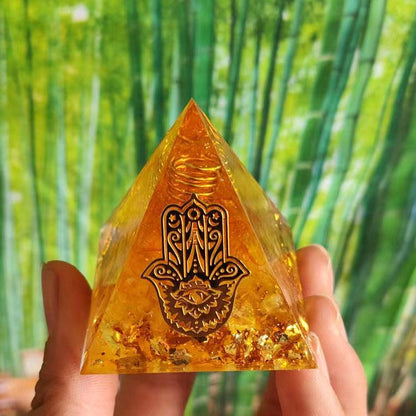 2.4&quot; Orgone Pyramid Healing Crystals Stones, 7 Chakra Energy Tower, Reiki, Orgonite Gemstones, Energy Balancing, Meditation, Lucky Desk Decor - KarmaLucky