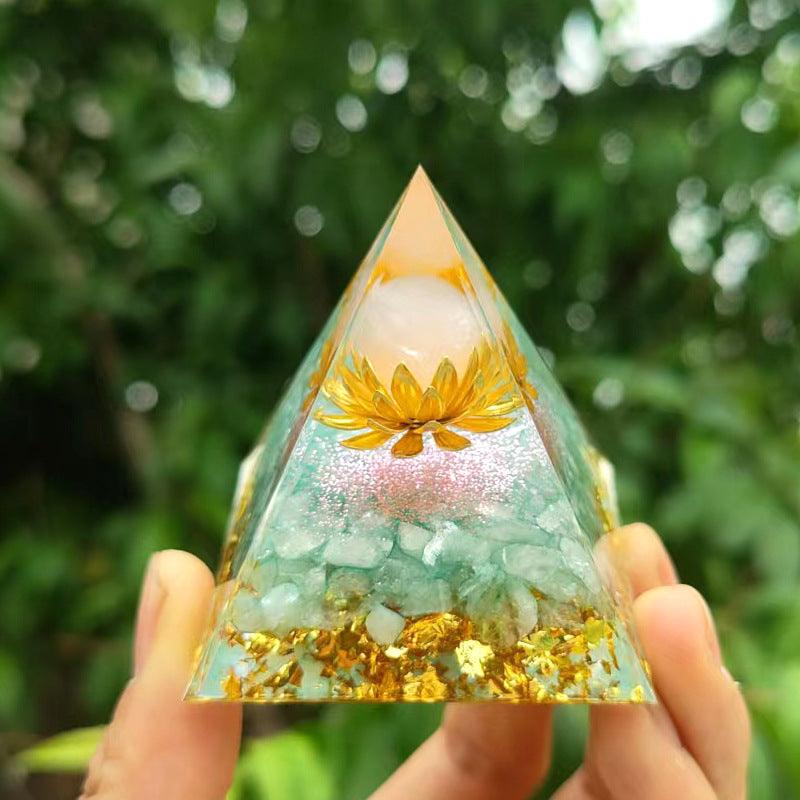 2.4&quot; Orgone Pyramid Healing Crystals Stones, 7 Chakra Energy Tower, Reiki, Orgonite Gemstones, Energy Balancing, Meditation, Lucky Desk Decor - KarmaLucky