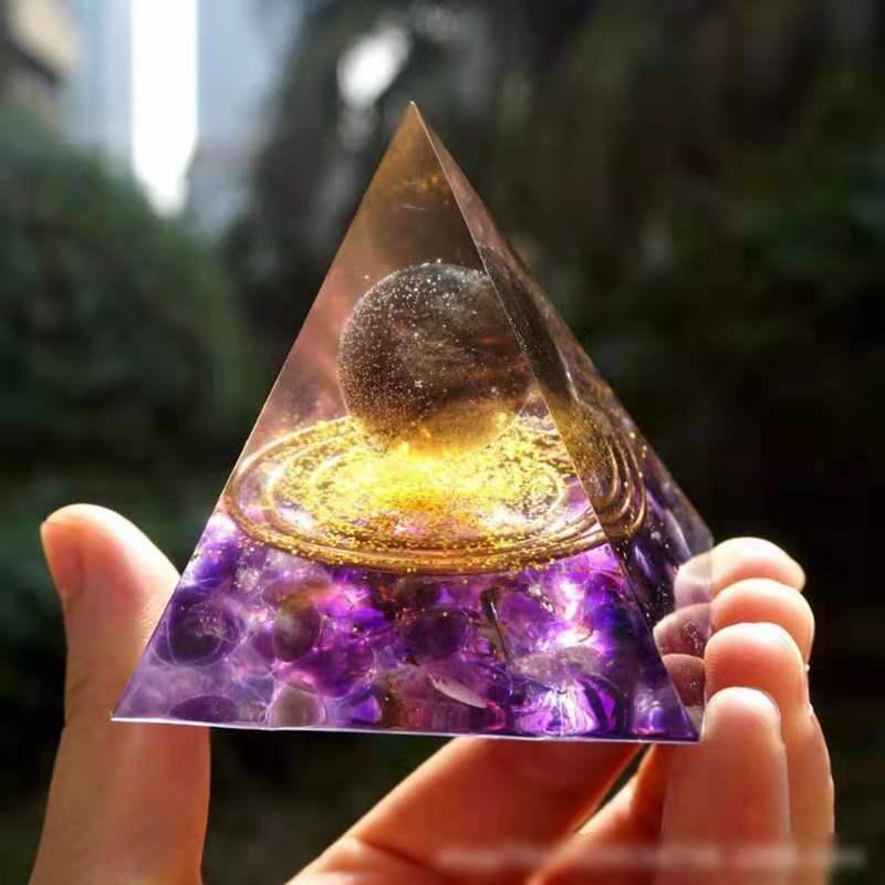 2.4&quot; Orgone Pyramid Healing Crystals Stones, 7 Chakra Energy Tower, Reiki, Orgonite Gemstones, Energy Balancing, Meditation, Lucky Desk Decor - KarmaLucky