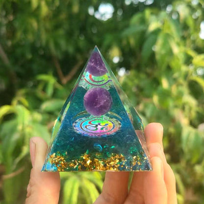 2.4&quot; Orgone Pyramid Healing Crystals Stones, 7 Chakra Energy Tower, Reiki, Orgonite Gemstones, Energy Balancing, Meditation, Lucky Desk Decor - KarmaLucky