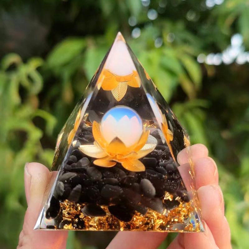 2.4&quot; Orgone Pyramid Healing Crystals Stones, 7 Chakra Energy Tower, Reiki, Orgonite Gemstones, Energy Balancing, Meditation, Lucky Desk Decor - KarmaLucky