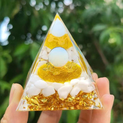 2.4&quot; Orgone Pyramid Healing Crystals Stones, 7 Chakra Energy Tower, Reiki, Orgonite Gemstones, Energy Balancing, Meditation, Lucky Desk Decor - KarmaLucky