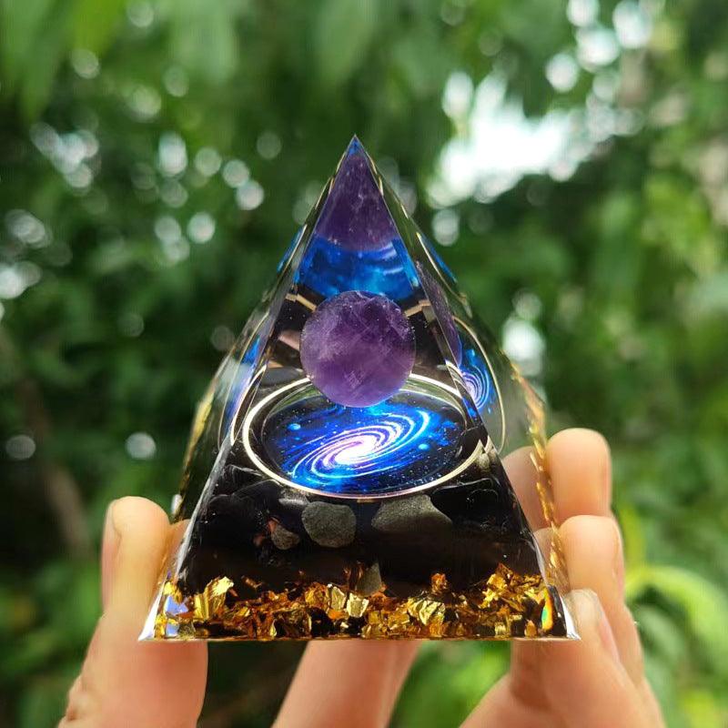 2.4&quot; Orgone Pyramid Healing Crystals Stones, 7 Chakra Energy Tower, Reiki, Orgonite Gemstones, Energy Balancing, Meditation, Lucky Desk Decor - KarmaLucky