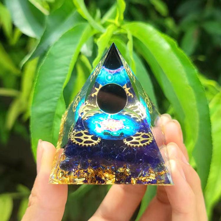 2.4&quot; Orgone Pyramid Healing Crystals Stones, 7 Chakra Energy Tower, Reiki, Orgonite Gemstones, Energy Balancing, Meditation, Lucky Desk Decor - KarmaLucky