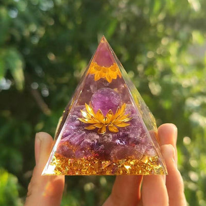 2.4&quot; Orgone Pyramid Healing Crystals Stones, 7 Chakra Energy Tower, Reiki, Orgonite Gemstones, Energy Balancing, Meditation, Lucky Desk Decor - KarmaLucky