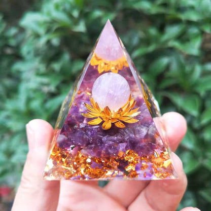 2.4&quot; Orgone Pyramid Healing Crystals Stones, 7 Chakra Energy Tower, Reiki, Orgonite Gemstones, Energy Balancing, Meditation, Lucky Desk Decor - KarmaLucky