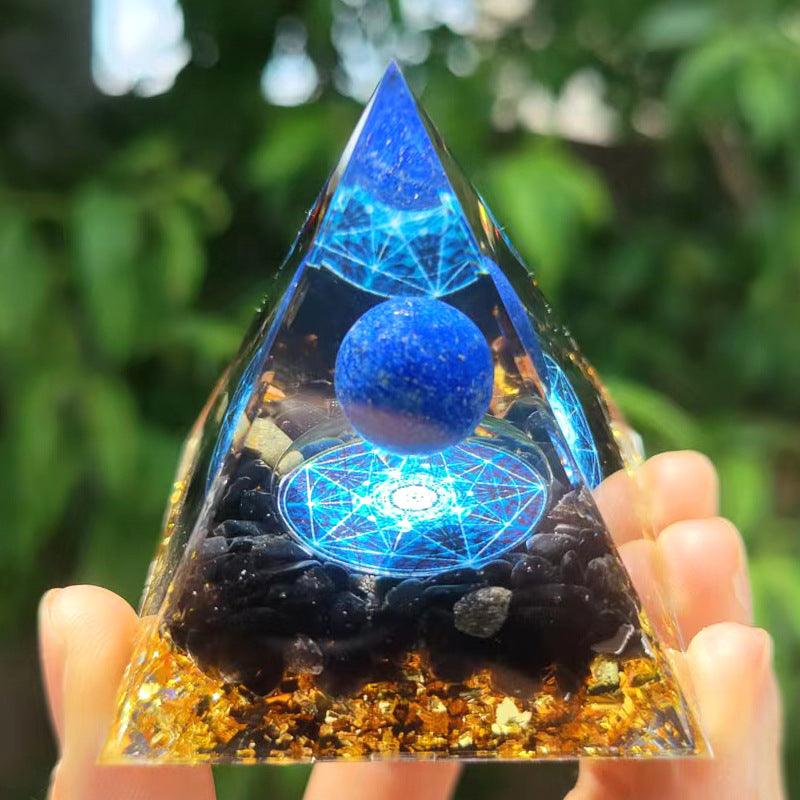 2.4&quot; Orgone Pyramid Healing Crystals Stones, 7 Chakra Energy Tower, Reiki, Orgonite Gemstones, Energy Balancing, Meditation, Lucky Desk Decor - KarmaLucky