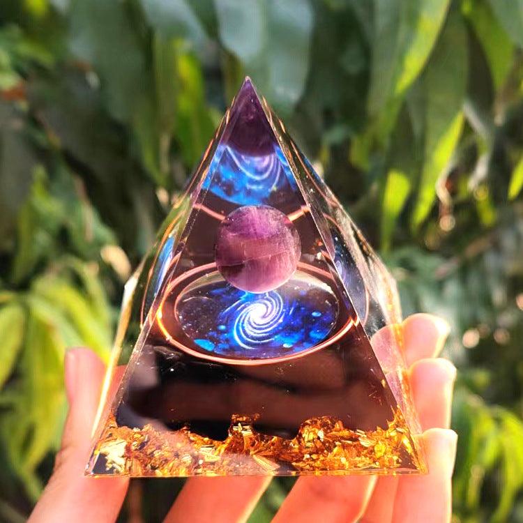 2.4&quot; Orgone Pyramid Healing Crystals Stones, 7 Chakra Energy Tower, Reiki, Orgonite Gemstones, Energy Balancing, Meditation, Lucky Desk Decor - KarmaLucky