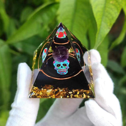 2.4&quot; Orgone Pyramid Healing Crystals Stones, 7 Chakra Energy Tower, Reiki, Orgonite Gemstones, Energy Balancing, Meditation, Lucky Desk Decor - KarmaLucky