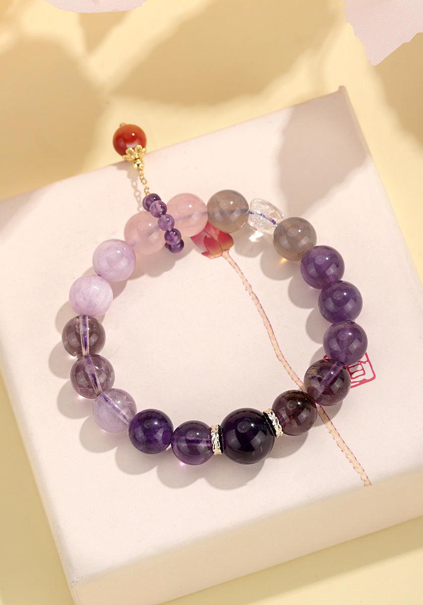 Amethyst Luck Bracelet, Vintage Bracelet, Red Agate Beads, Transshipment &amp; Boost Energy, Lucky Female Bracelet - KarmaLucky