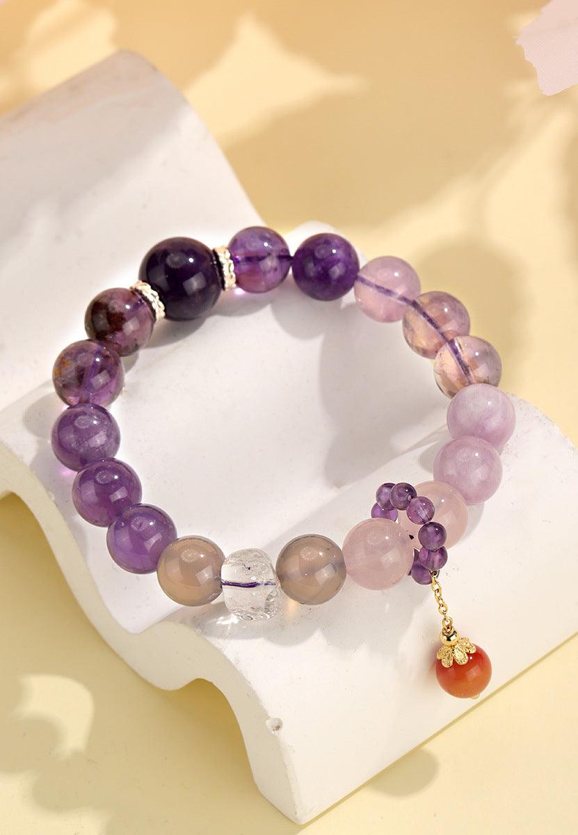 Amethyst Luck Bracelet, Vintage Bracelet, Red Agate Beads, Transshipment &amp; Boost Energy, Lucky Female Bracelet - KarmaLucky