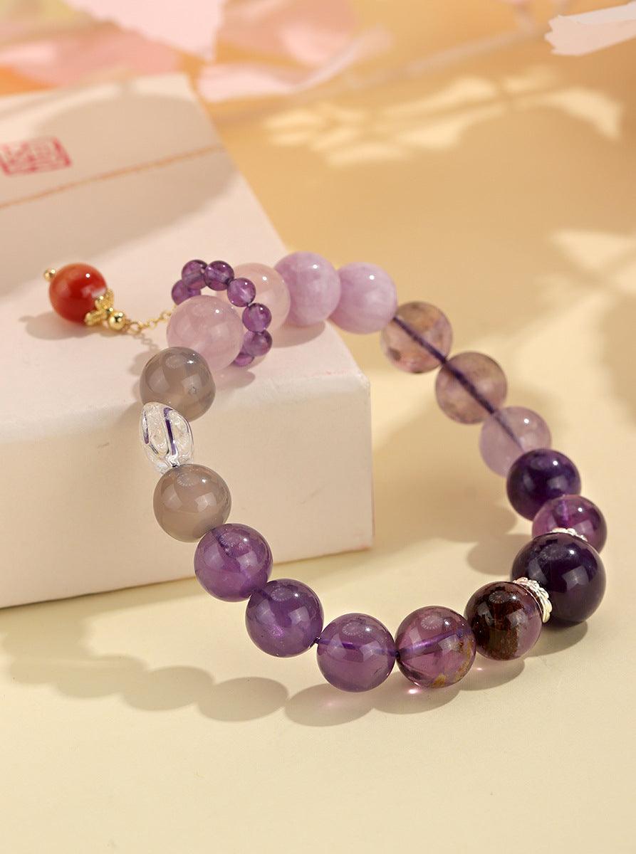 Amethyst Luck Bracelet, Vintage Bracelet, Red Agate Beads, Transshipment &amp; Boost Energy, Lucky Female Bracelet - KarmaLucky