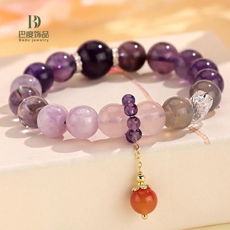 Amethyst Luck Bracelet, Vintage Bracelet, Red Agate Beads, Transshipment &amp; Boost Energy, Lucky Female Bracelet - KarmaLucky