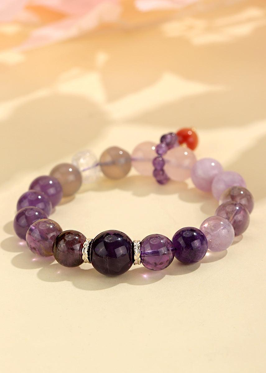 Amethyst Luck Bracelet, Vintage Bracelet, Red Agate Beads, Transshipment &amp; Boost Energy, Lucky Female Bracelet - KarmaLucky