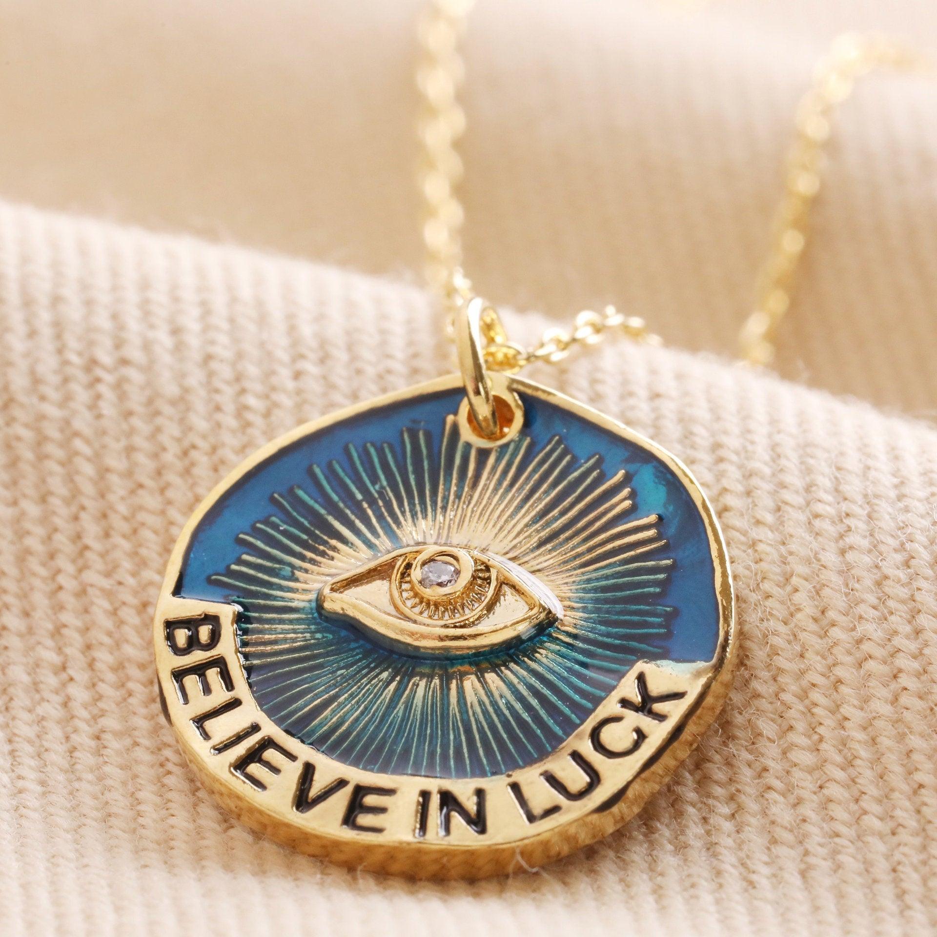 Believe in luck Pendants - Gold Evil Eye Pendants, Boost Energy &amp; Attract Luck, Improve Karma, Karma Pendants - KarmaLucky