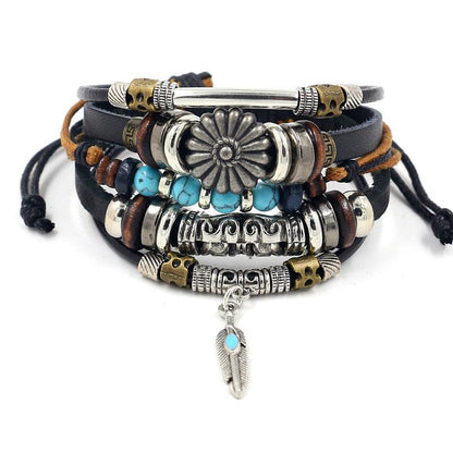 Bohemian Bracelets - Turquoise &amp; Evil Eye Bracelets, Leather Bracelets, Boost Energy &amp; Get Protection, Attract Wisdom Bracelets, Karmic Bracelets - KarmaLucky