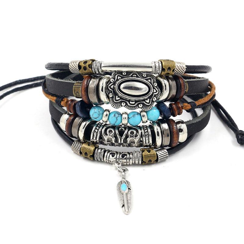 Bohemian Bracelets - Turquoise &amp; Evil Eye Bracelets, Leather Bracelets, Boost Energy &amp; Get Protection, Attract Wisdom Bracelets, Karmic Bracelets - KarmaLucky