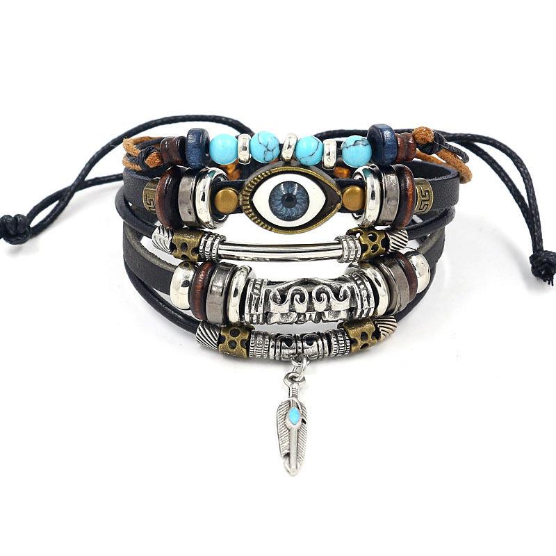 Bohemian Bracelets - Turquoise &amp; Evil Eye Bracelets, Leather Bracelets, Boost Energy &amp; Get Protection, Attract Wisdom Bracelets, Karmic Bracelets - KarmaLucky