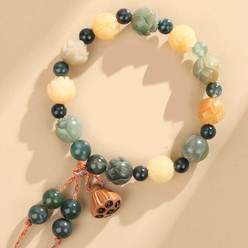 Buddha Bracelets - Agate Lotus Bracelets, Jade Lotus pod Bracelets, Attract Wealth &amp; Get Happiness, Attract Luck Bracelets, Women&