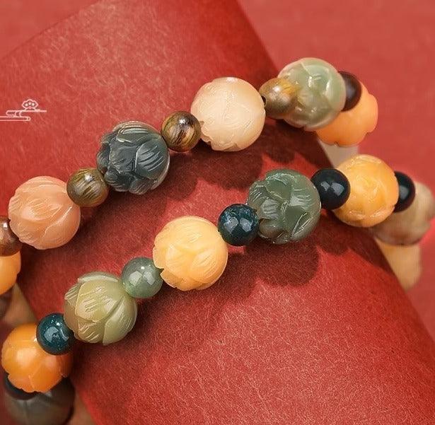 Buddha Bracelets - Agate Lotus Bracelets, Jade Lotus pod Bracelets, Attract Wealth &amp; Get Happiness, Attract Luck Bracelets, Women&