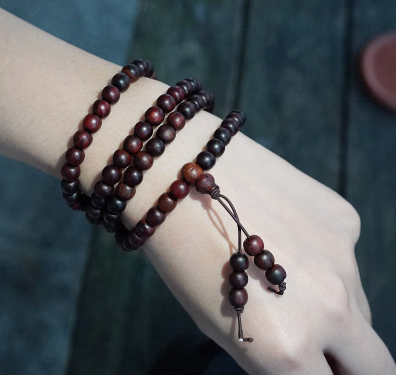 Natural Laos Red Rosewood Bracelet, 108 Buddhist Beads, Original Color Rosewood Necklace, which can deodorize, eliminate bacteria, prevent diseases, and relieve anxiety.