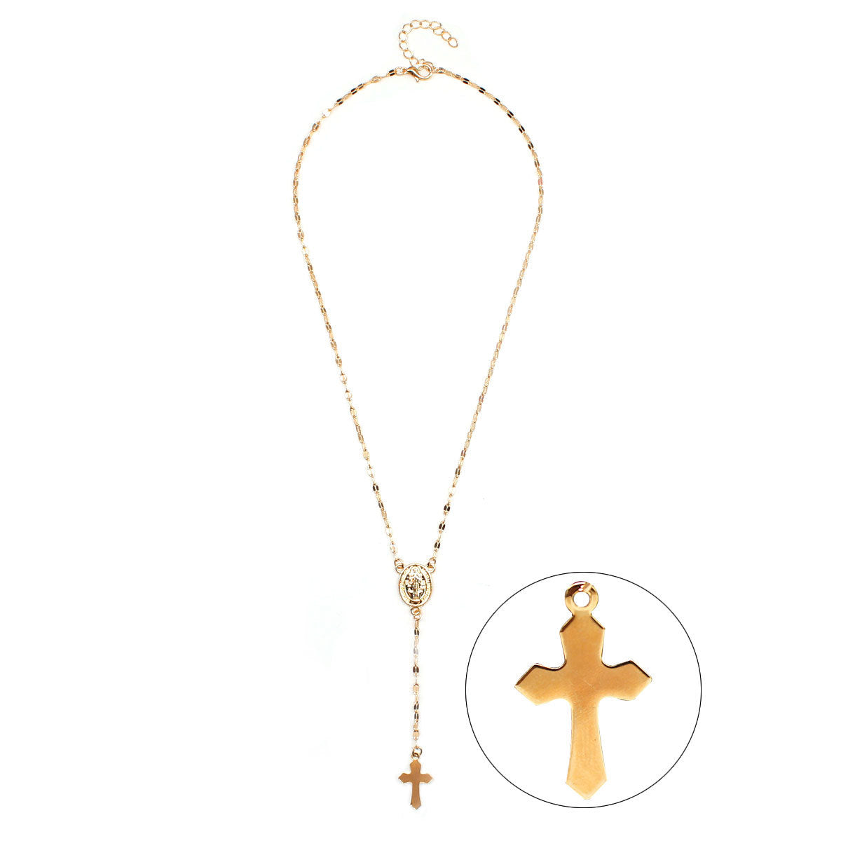 Cross and Virgin Mary Necklace, Women&