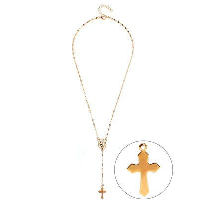 Cross and Virgin Mary Necklace, Women&