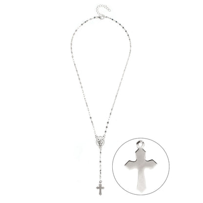 Cross and Virgin Mary Necklace, Women&