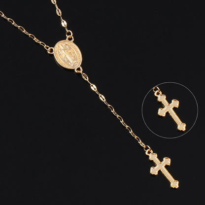 Cross and Virgin Mary Necklace, Women&