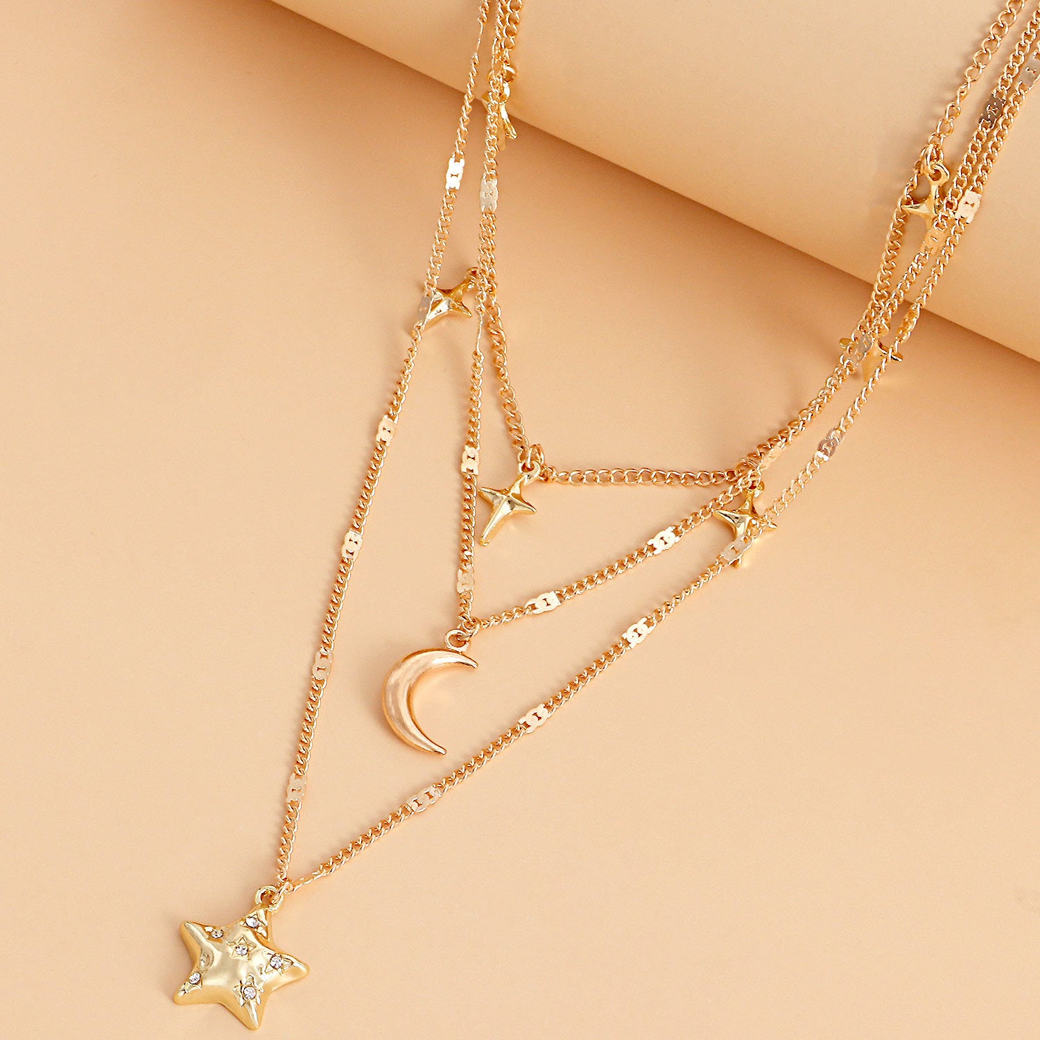 Star &amp; Moon Pendant choker necklace Set 3-Piece Set