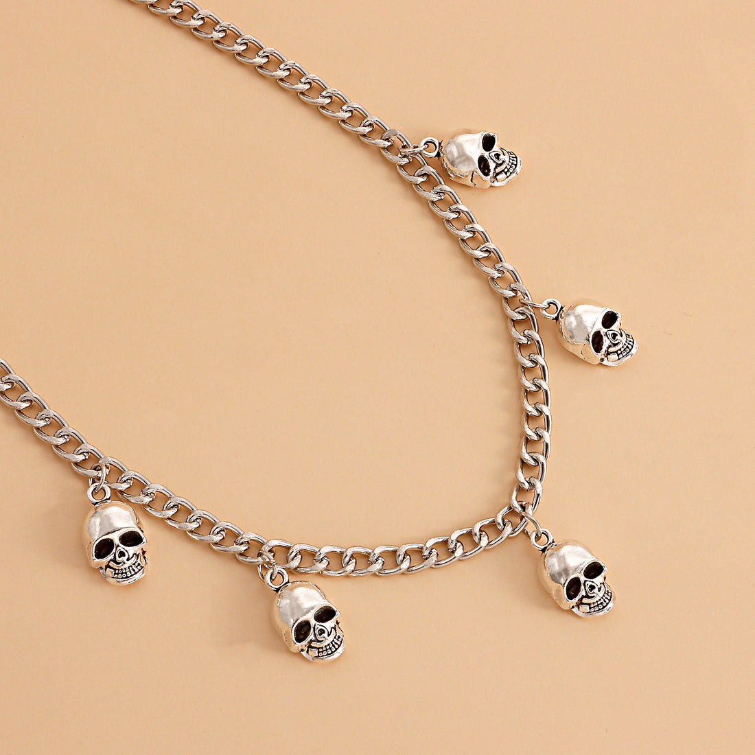 Punk metal choker, Hip-hop skull pendant necklace for women