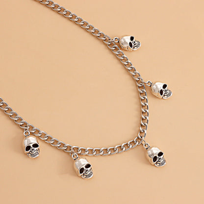 Punk metal choker, Hip-hop skull pendant necklace for women