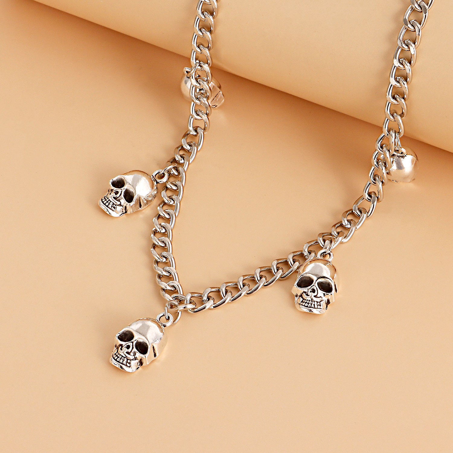 Punk metal choker, Hip-hop skull pendant necklace for women