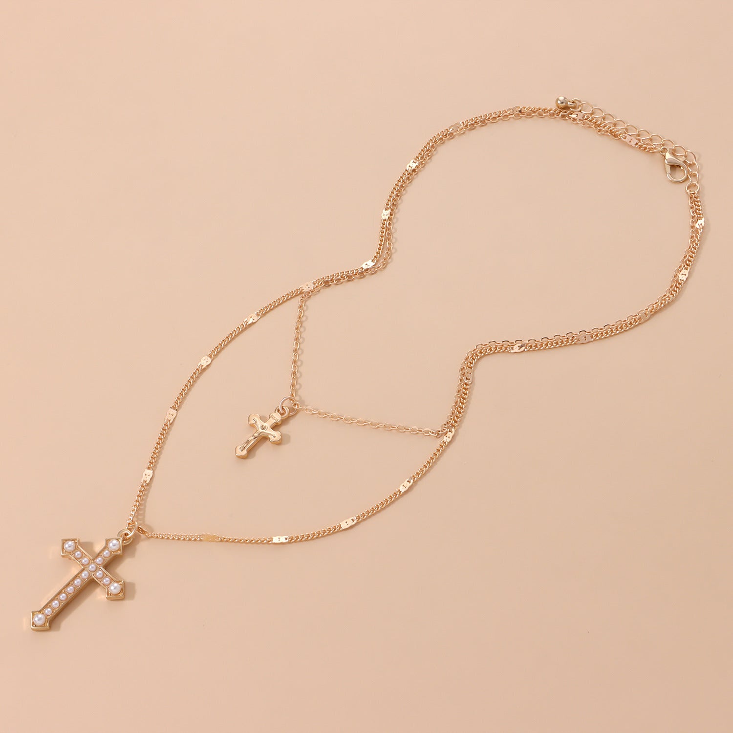 Large &amp; Small Cross Pendant Necklace Set