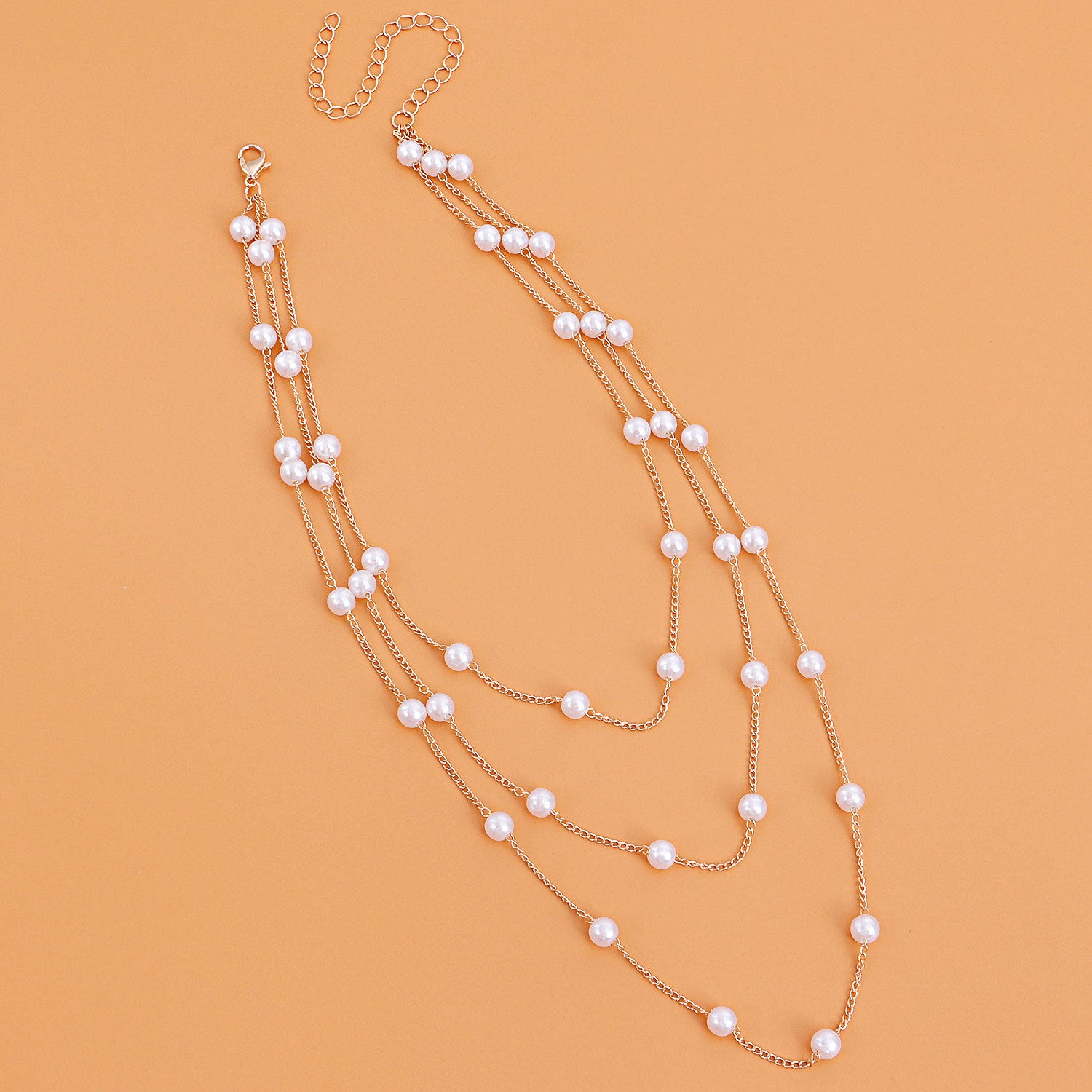 Minimalist Luxe Pearl Necklace for Women, 3 Chain set